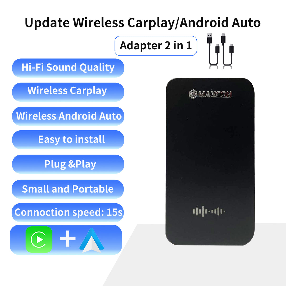 SCUMAXCON Wired to Wireless Carplay Wireless Android Auto 2 in1 Adapt – SCUMAXCON  Official Store