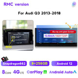 SCUMAXCON Qualcomm Snapdragon 662 for Audi Q3 2013-2018 Blu-ray anti-glare screen Android 12 Multimedia Video Player Car Radio Navigation