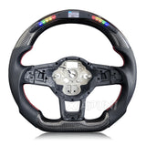 SCUMAXCON For VW Steering Wheel Golf 7 MK7 Mk7.5 GTI Scirocco Polo GTS R Line 2014-2017 Forge Carbon Fiber Customized LED RPM Racing Wheel