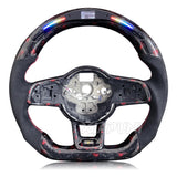 SCUMAXCON For VW Steering Wheel Golf 7 MK7 Mk7.5 GTI Scirocco Polo GTS R Line 2014-2017 Forge Carbon Fiber Customized LED RPM Racing Wheel