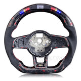 SCUMAXCON For VW Steering Wheel Golf 7 MK7 Mk7.5 GTI Scirocco Polo GTS R Line 2014-2017 Forge Carbon Fiber Customized LED RPM Racing Wheel