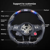 SCUMAXCON For VW Steering Wheel Golf 7 MK7 Mk7.5 GTI Scirocco Polo GTS R Line 2014-2017 Forge Carbon Fiber Customized LED RPM Racing Wheel