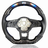 SCUMAXCON For VW Steering Wheel Golf 7 MK7 Mk7.5 GTI Scirocco Polo GTS R Line 2014-2017 Forge Carbon Fiber Customized LED RPM Racing Wheel