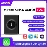 T2C Mini Carplay Wireless Box WiFi Bluetooth Adapter For Tesla Model 3/ X/Y/S Apple CarPlay Dongle OTA Online Upgrade