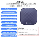 Ai Box Android 11, aktualisiert auf Wireless CarPlay Android Auto 4+64G 4G LTE Wifi Google Play Store Youtube IPTV Netflix für werkseitig verkabelte Carplay Android Auto-Autos 