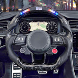 SCUMAXCON For VW Steering Wheel Golf 7 MK7 Mk7.5 GTI Scirocco Polo GTS R Line 2014-2017 Forge Carbon Fiber Customized LED RPM Racing Wheel