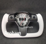 Yoke Steering Wheel No Heating Custom Carbon Fiber Or Full Leather For Tesla Model 3 Model Y 2017 2018 2019 2020 2021