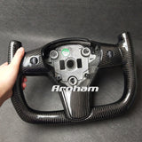 Yoke Steering Wheel No Heating Custom Carbon Fiber Or Full Leather For Tesla Model 3 Model Y 2017 2018 2019 2020 2021