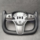 Yoke Steering Wheel No Heating Custom Carbon Fiber Or Full Leather For Tesla Model 3 Model Y 2017 2018 2019 2020 2021