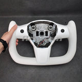 Yoke Steering Wheel No Heating Custom Carbon Fiber Or Full Leather For Tesla Model 3 Model Y 2017 2018 2019 2020 2021