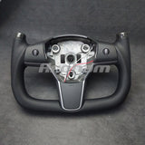 Yoke Steering Wheel No Heating Custom Carbon Fiber Or Full Leather For Tesla Model 3 Model Y 2017 2018 2019 2020 2021